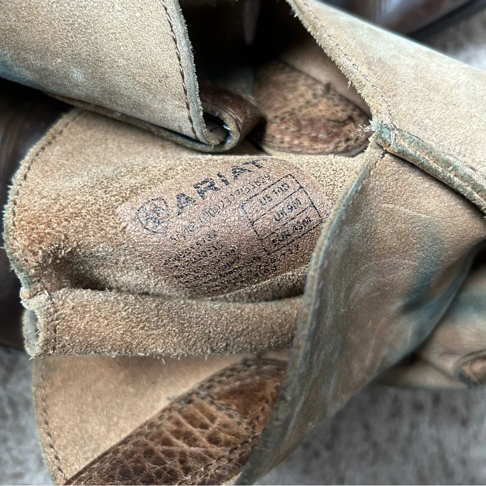 Men’s Brown Ariat Rambler Western Leather Boots Size 10 |A4